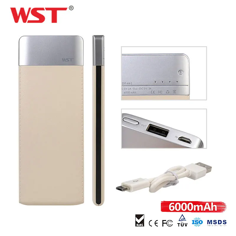 WST ультратонкое зарядное устройство 6000 мАч USB внешнее лоскутное для Xiaomi Samsung iPhone |