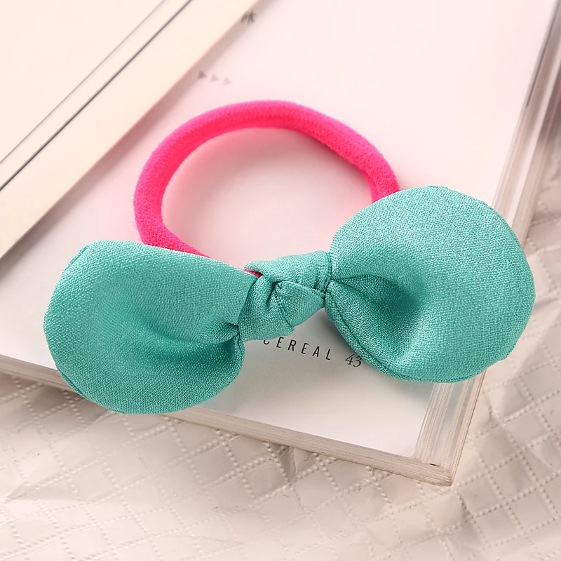 

10pcs/lot Super Cute Rabbit Ears Patchwork Elastic Hair Bands Hair Holders Hair Accessories Child Girl Women Rubber Bands