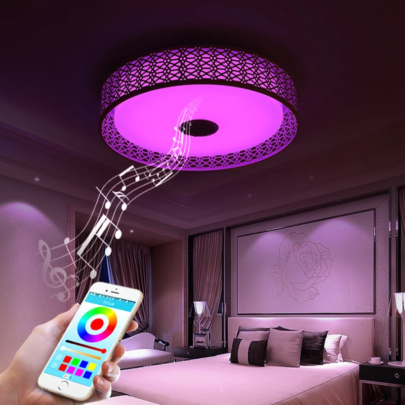 Современный Bluetooth светодио дный динамик светодиодный потолочный светильник