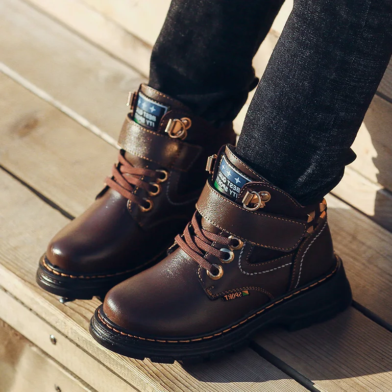 Детские ботинки Модные детские Martin из натуральной кожи Нескользящие зимние для