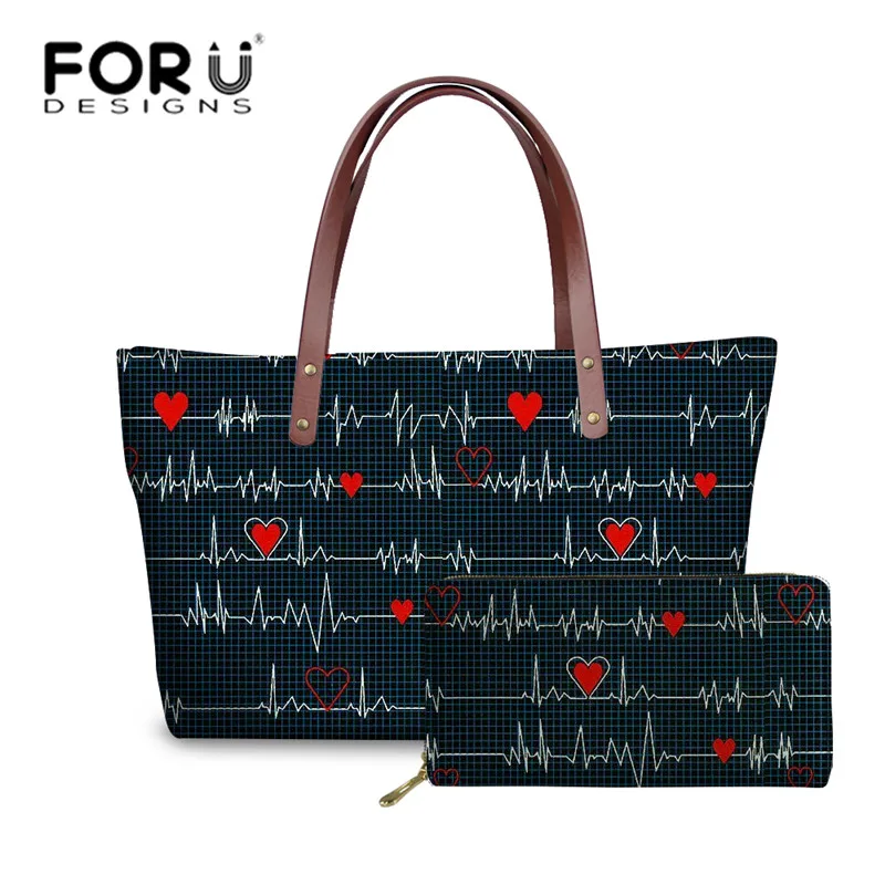 FORUDESIGNS/женская сумка с принтом в виде сердца и кошелек узор изображением сиделки