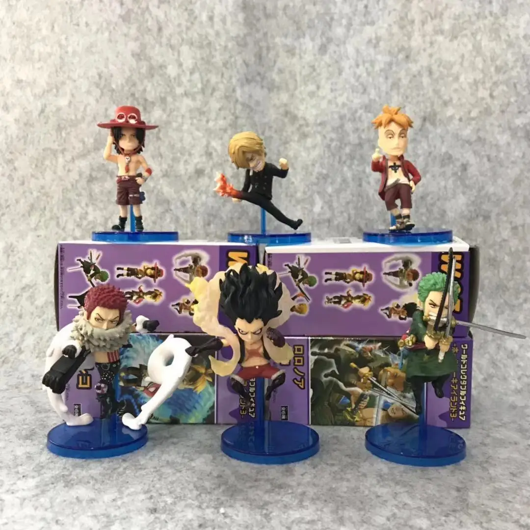 

WCF 6pcs/set Anime One Piece Luffy Gear 4 Zoro Sanji Charlotte Katakuri Ace Marco Action Figures Toys