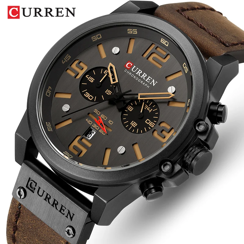 

CURREN Men Watch Top Luxury Brand Waterproof Sports Quartz Wristwatches Chronograph Military Leather Man Clock Relogio Masculino