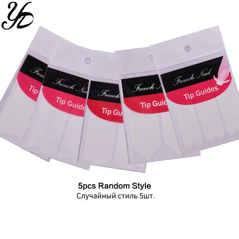 Random Mixed 5pcs YiDay 5 пачек, французские наконечники улыбки, направляющие для педикюра, сделай сам, наклейки для нейл-арта, форменная форма, трафарет в полоску, инструмент для маникюра, УФ-Гель-лак - Цвет: Random Mixed 5pcs