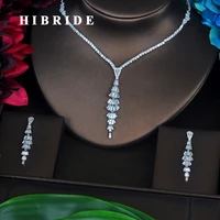 hibride luxury brilliant crystal cubic zirconia full jewelry sets beautiful women bride necklace sets dress accessories n 348