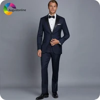navy blue mens classic suits for wedding black peaked lapel slim fit terno masculino elegent male blazers 2 piece costume homme