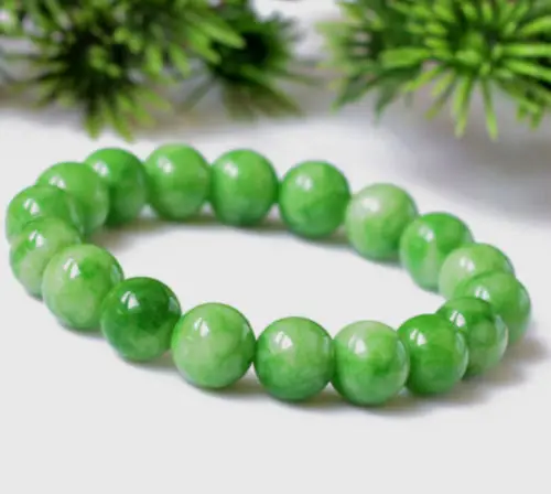 

Beautiful Natural 10mm Green Jade Stretch Bangle Beads Bracelet 7.5"AAA