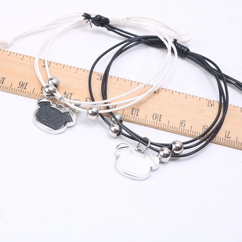 BRAVEKISS 2Pcs/Pair Trendy Bear Shape Charm Bracelets &amp Bangles Couple Pendants Bracelet for Women Fashion Jewelry Gifts BPB0485 |