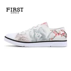 Первая Мода для танцев; женская обувь с принтом Лиса душа; классическая женская парусиновая обувь с узором; обувь на шнуровке с цветочным принтом; цвет белый