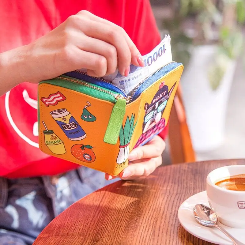 Бульдог белый черный кролик плюшевый узор забавный интересный Мини кошельки