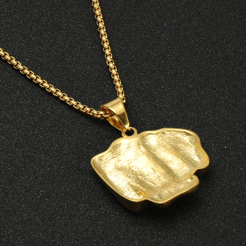 Хип хоп Рок Bling Iced Out кулак борьба Подвески Титан цепочки и ожерелья для мужчин