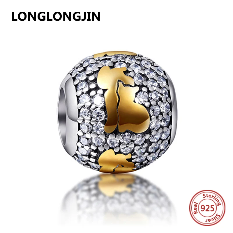 2017 New Arrival 925 Sterling Silver Beads With Clear CZ Charms Fits Pandora Bracelet Authentic DIY Jewelry Beads|beads beads|beads silver 925beads |