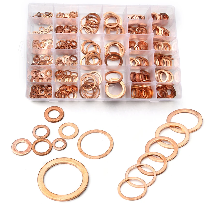 

ZENHOSIT 568Pcs M6/M8/M9/M10/M12/M14/M16/M18/M20/M22/M24/M26/M28 Hardware Accessories for Copper Washers Metric Flat Gasket Kit