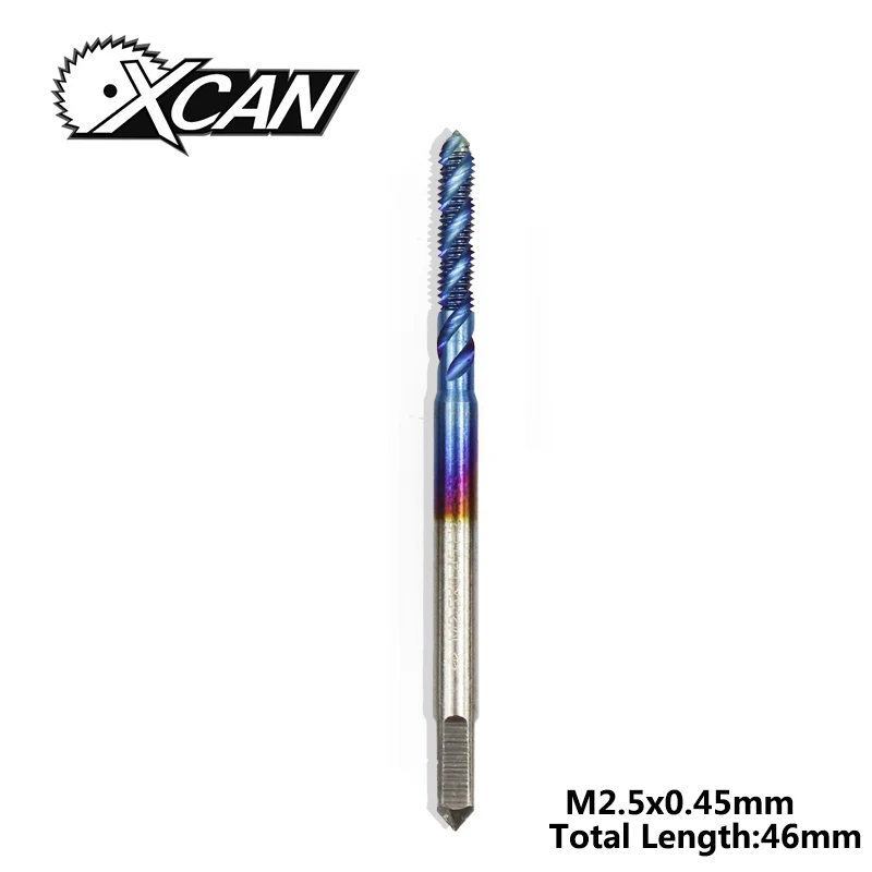 XCAN 1 шт. HSS M2-M6 метрический винт кран резьба кран нано синее покрытие спиральный кран сверло - Цвет: M2.5x0.45