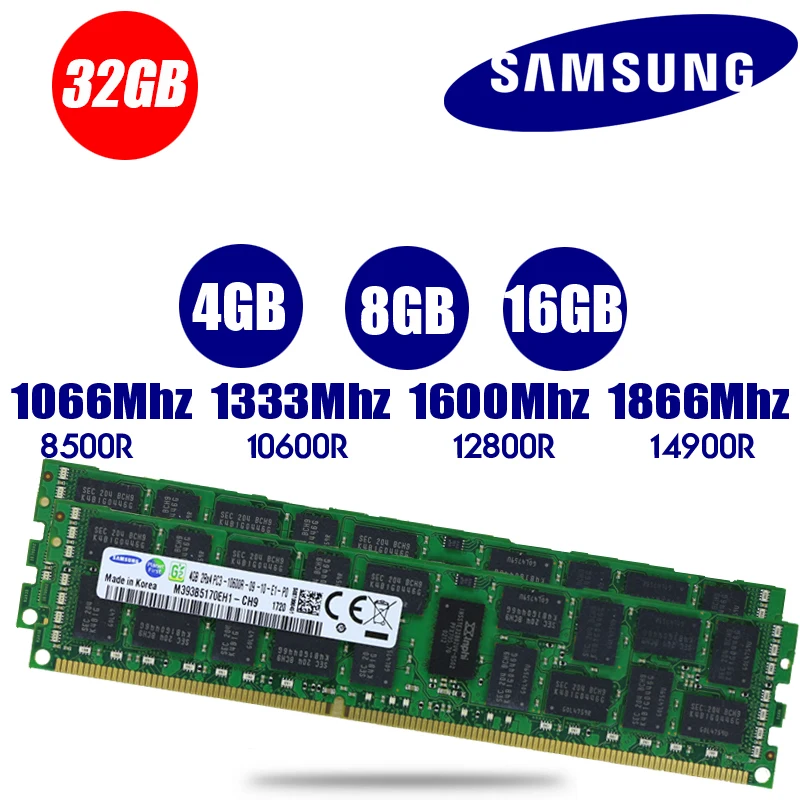 Samsung Серверная память 4 ГБ 8 ГБ 16 ГБ оперативной памяти, 32 Гб встроенной памяти, DDR3 PC3 1066 МГц 1333 МГц 1600 МГц 1866 МГц 8 ГБ 16 ГБ 32G X79 X58 LGA2011 HUANANZHI