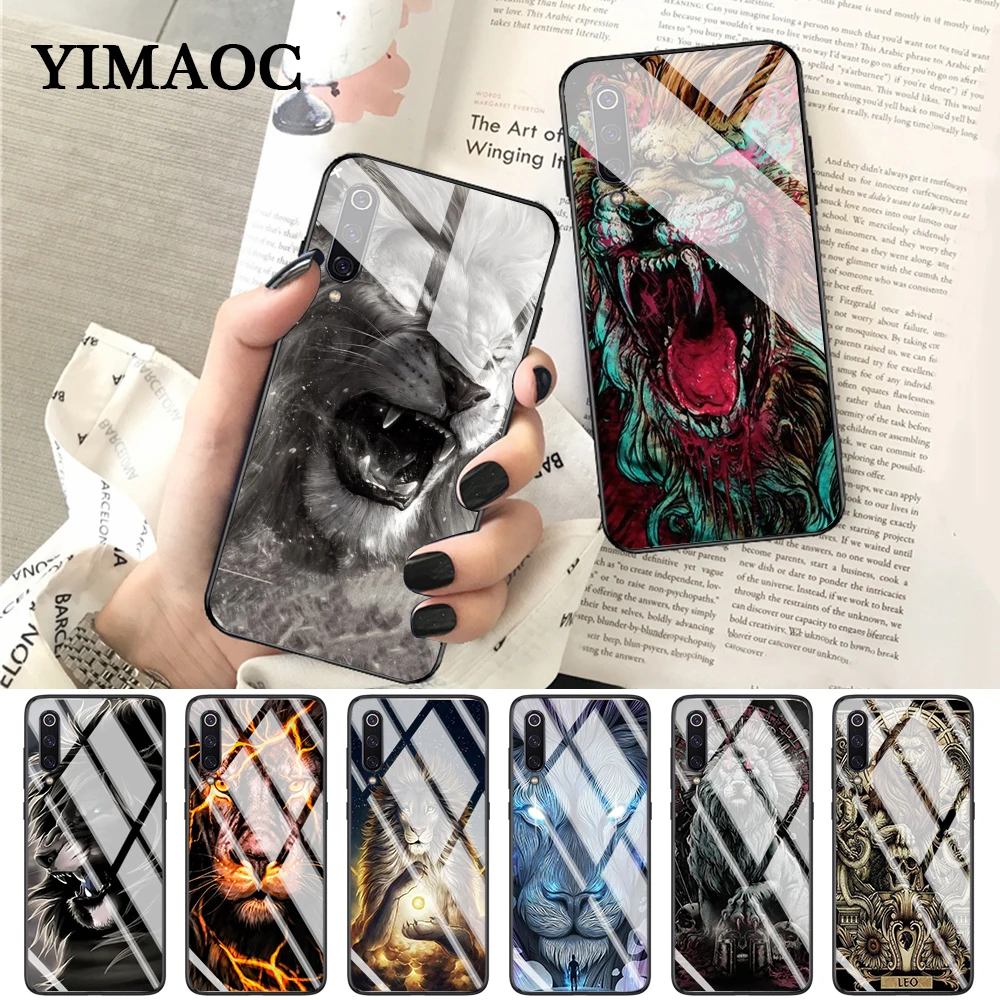 YIMAOC крутой Лев животное куб роскошный качественный стеклянный чехол для Xiaomi Redmi 4x