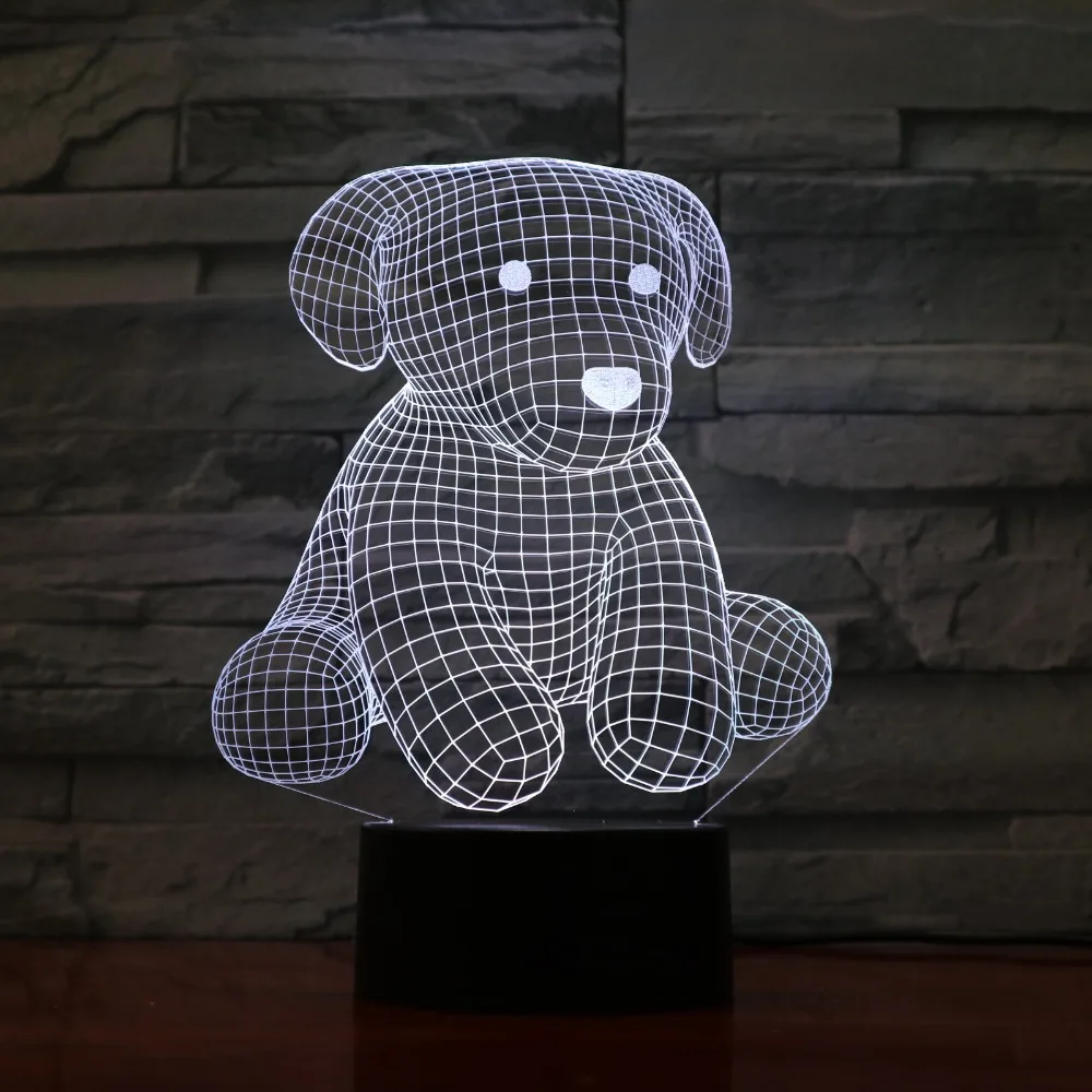Мультяшный милый медведь ночник 3D USB сенсорный переключатель Акриловые 7 цветов