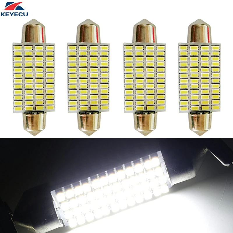 

KEYECU 4 шт. белые 42 мм 3014 48SMD светодиодный светильник лампы s лампы купольная карта приборная панель светильник пы для чтения лампы для номерног...