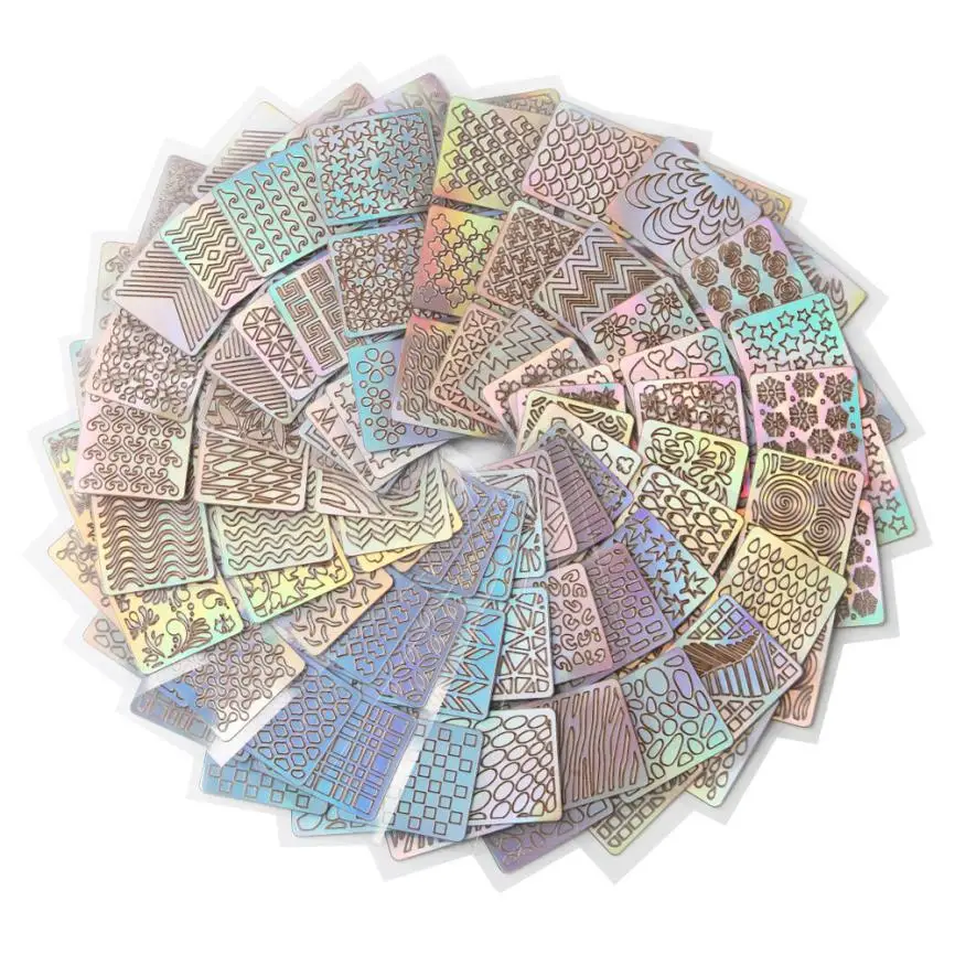 12 листов Новый многоразовый трафарет для маникюра с отверстиями ногтей шаблон