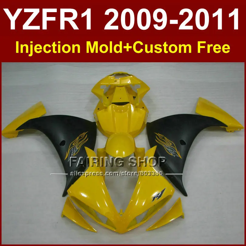 Обтекатели для мотоциклов YAMAHA ABS YZF R1 09 10 11 12 yellow YZF1000 2009 2010 2011 + 7 подарков |