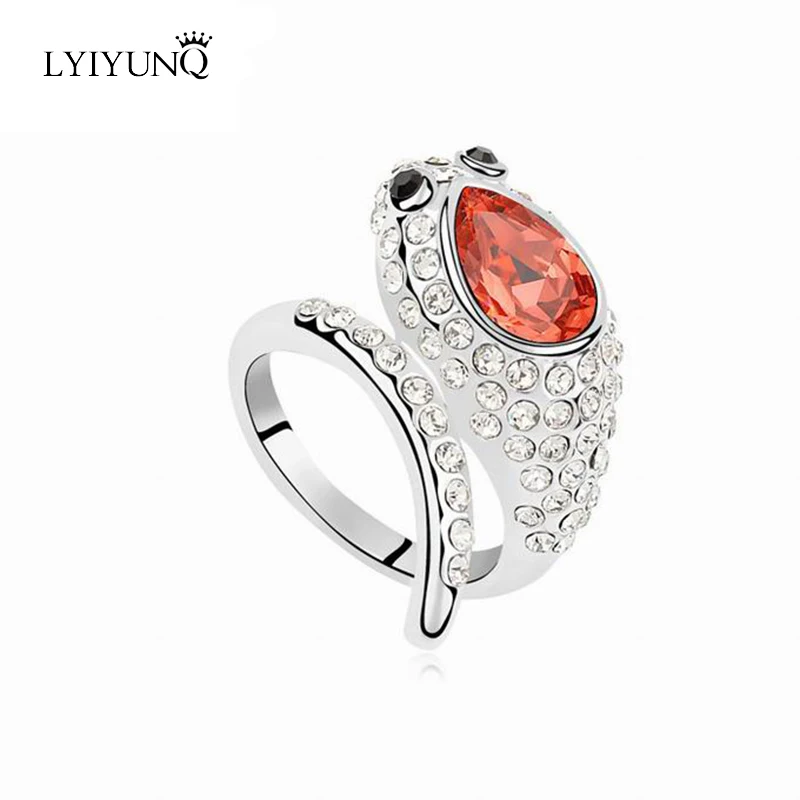 Fashion Brand Silver Plated Lovely Animal Fine Jewelry Trendy Cute Snake Girls Crystal Wedding Rings For Women | Украшения и