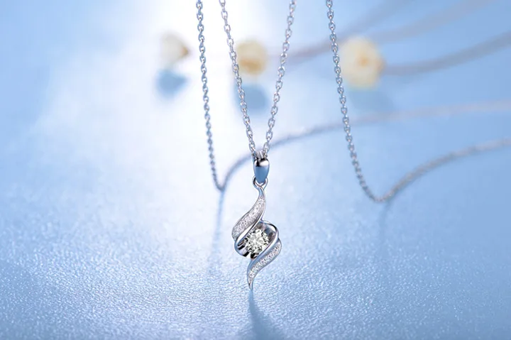 ZOCAI Encounter 0,11 ct натуральный настоящий бриллиант 18 K кулон из белого золота+ 925 Серебряная цепочка в подарок D04461