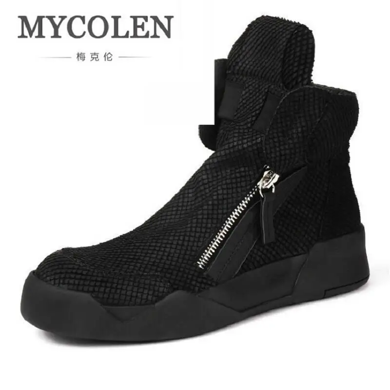 MYCOLEN/Мужская обувь высокие военные ботильоны удобные кожаные плюшевые мотоботы