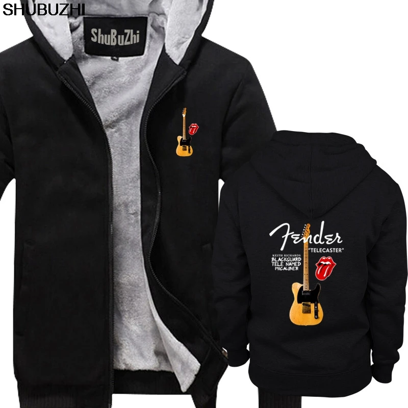 thick black Keith Richards Guitar Black Guard Tele Micawber толстовка мужская зимняя Толстовка модный бренд с капюшоном топы sbz1311 - Цвет: thick black