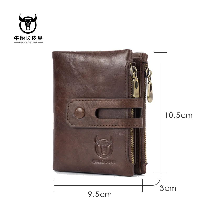 Genuine Leather Men's Wallet Tri-bifold Purse Hasp Design Small Mens Wallets Zipper Coin Pocket Functional | Багаж и сумки