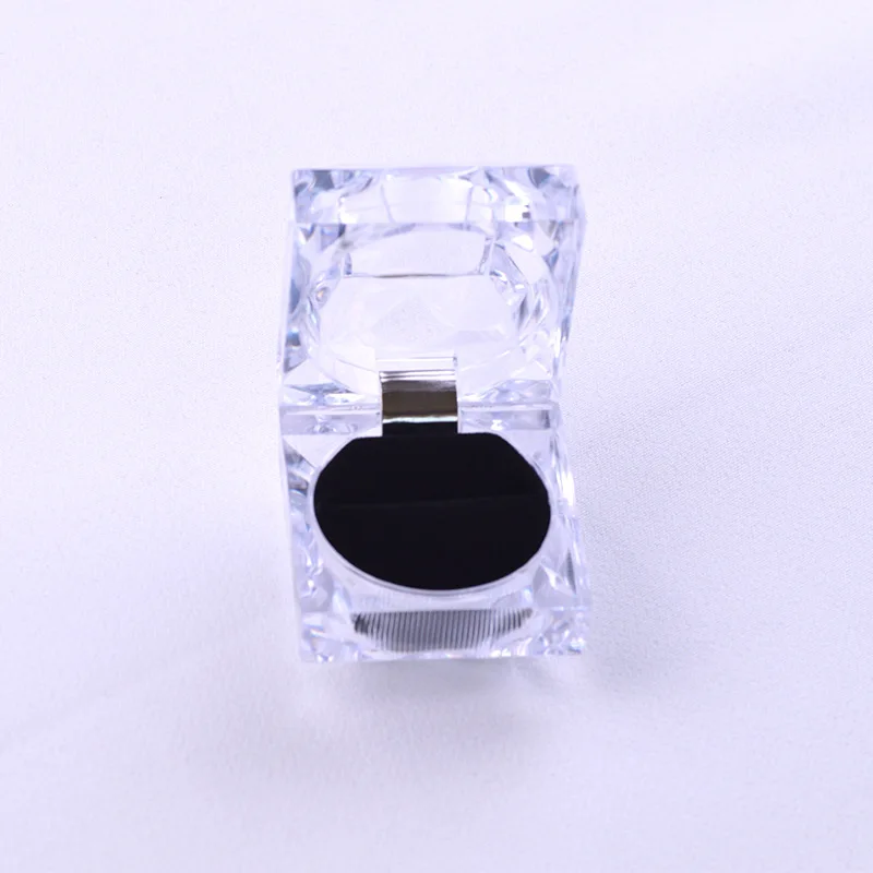 

Clear Acrylic Crystal Ring Earrings Display Boxes Storage Organizer Package Case Transparent Jewelry Box