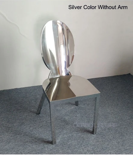 Silver Without Arm Современная мода дизайн Скандинавская роскошная мебель чердак нержавеющая сталь Золотая Роза Золото Серебро Цвет Однорычажный обеденный стул 1 шт - Цвет: Silver Without Arm