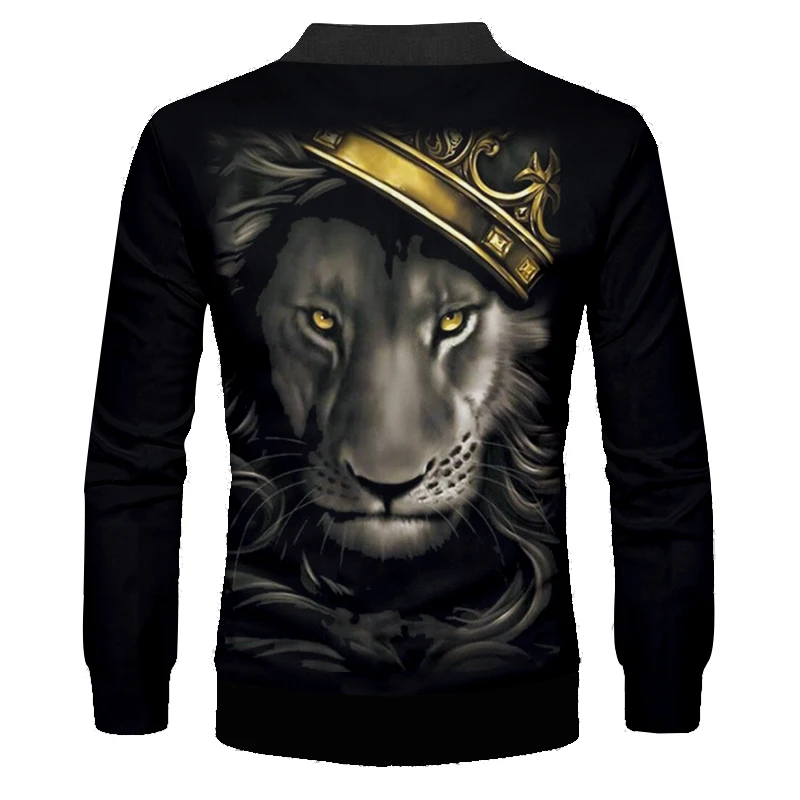 OGKB повседневная куртка Для мужчин классный принт Король Лев с короной 3d пальто