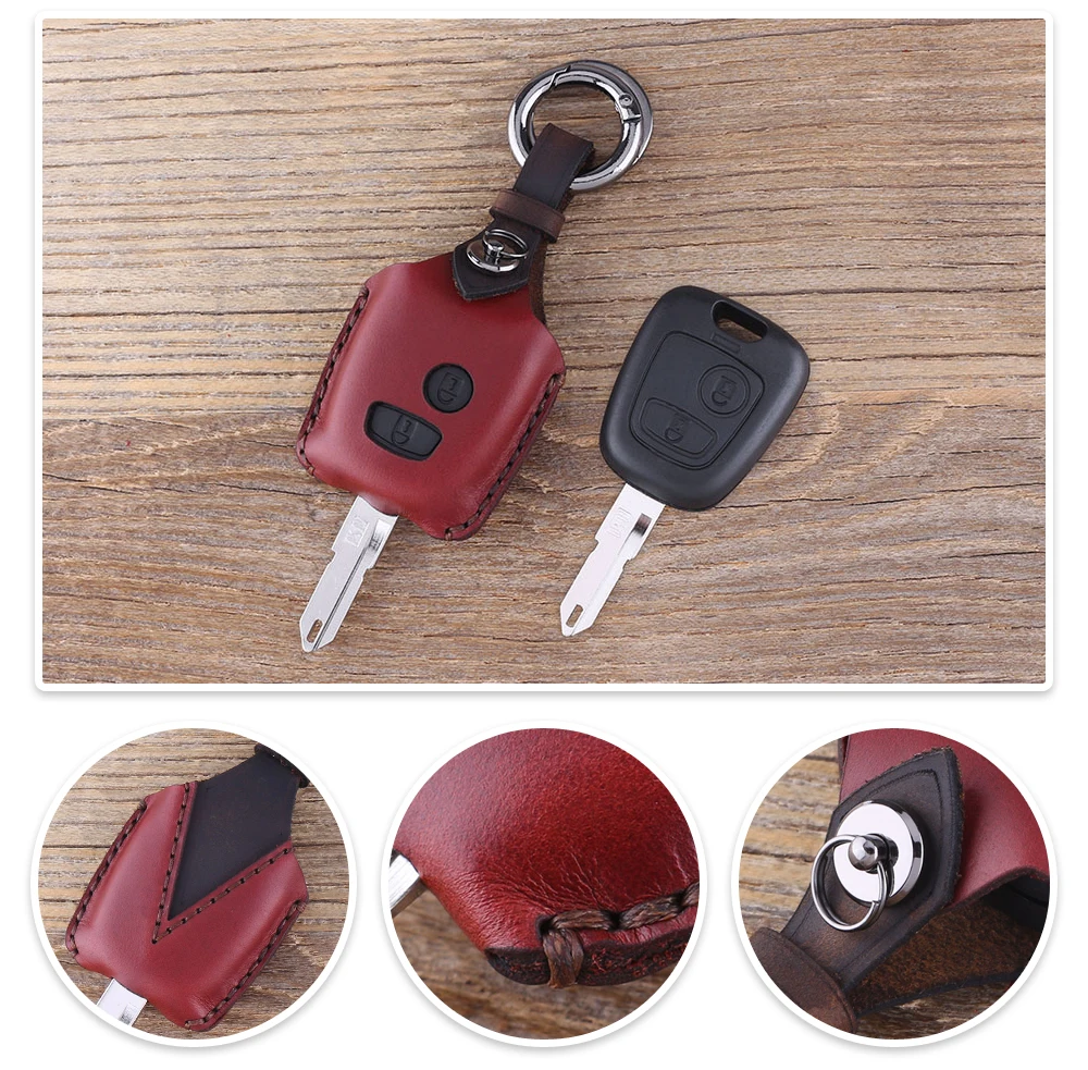 KEYYOU 2 вида подкладки: кожа и кнопочный ключ автомобиля чехол для Citroen c4 c5 Berlingo; Picasso Xsara Picasso для peugeot 206 207 307 107 406 408