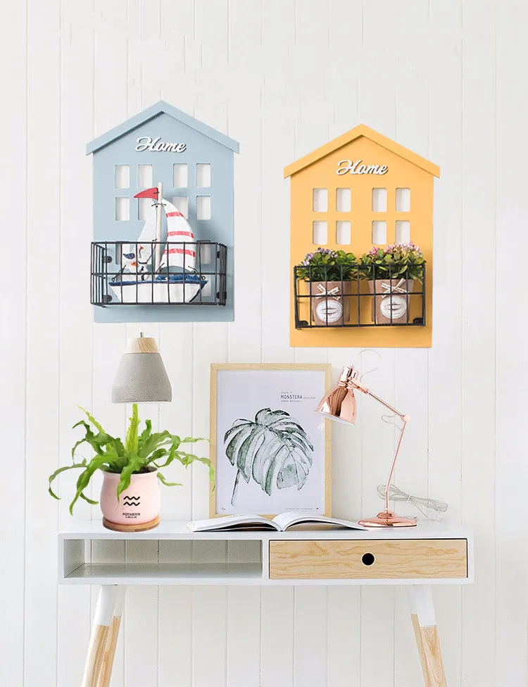 

1PC Wood Vintage Wooden Storage Racks Wall Hanging Decorative Storage Box Flower Pot House Storage Racks JL 220