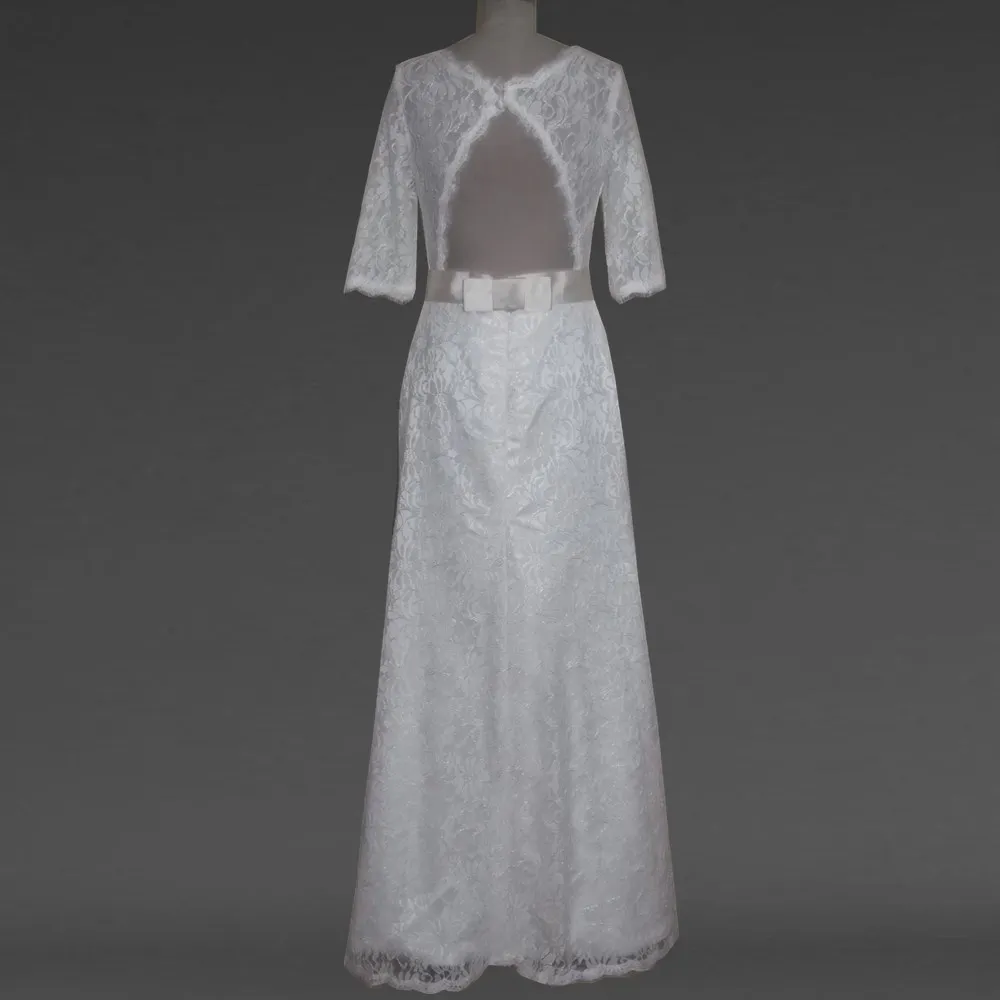 Vestidos De Novia 2021 средней длины кружева длиной до пола с низким вырезом на спине