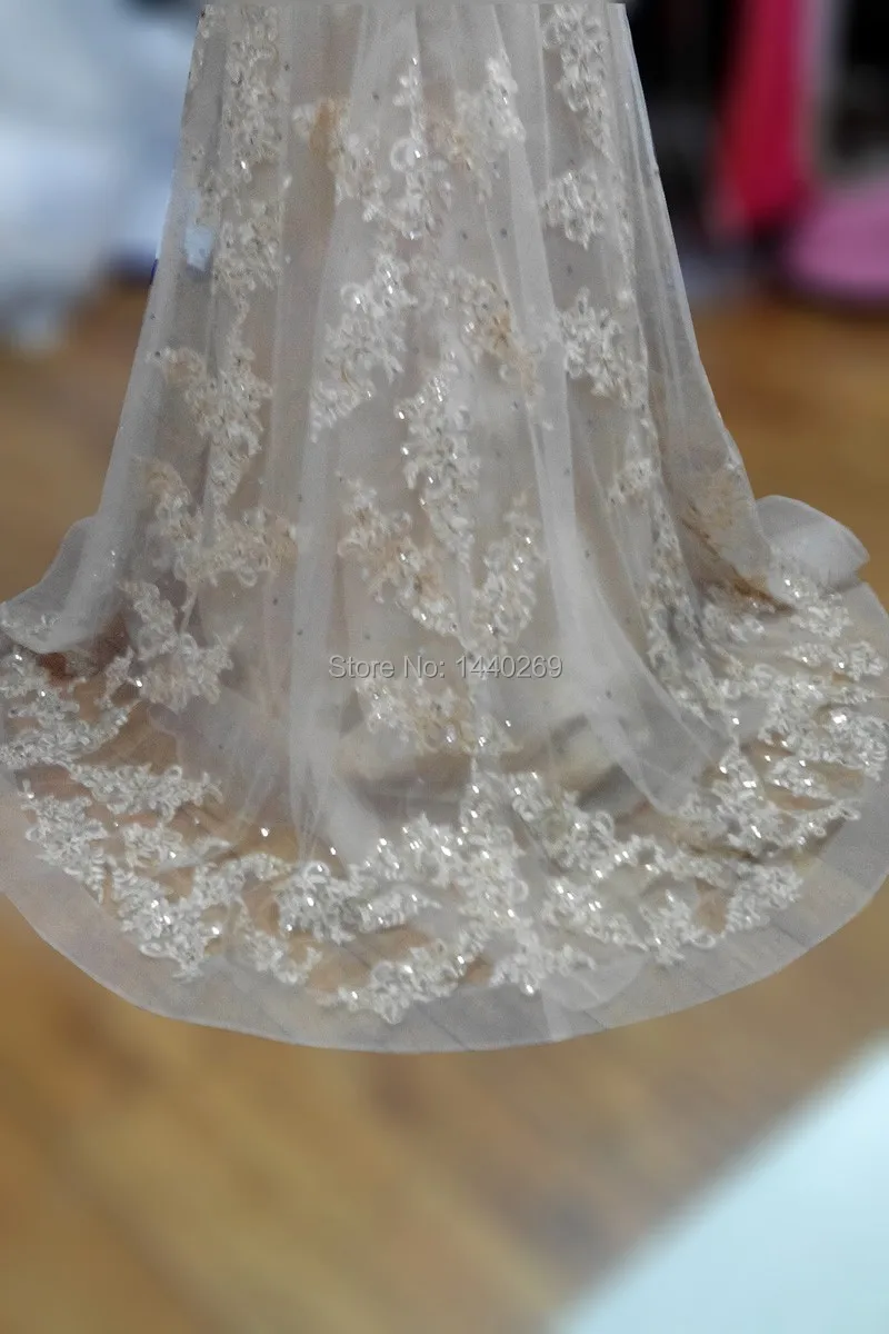 Свадебное платье из органзы цвета шампанского элегантное ТРАПЕЦИЕВИДНОЕ