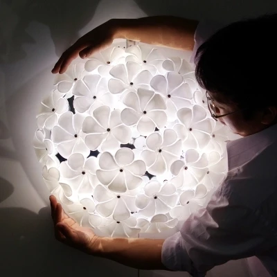 Modern Remote control Surface Mounted LED Ceiling light Flower Shape Rustic Glass Light fixture For Dining Room Foyer | Лампы и