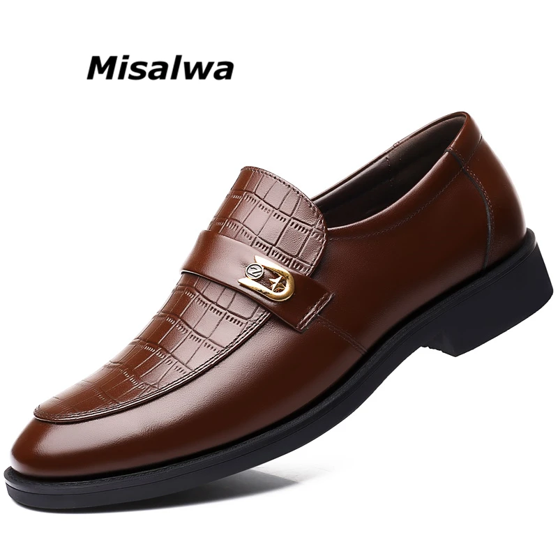 Misalwa/мужские офисные туфли без шнуровки из кожи в деловом стиле; Мужские модельные туфли с крокодиловым узором; классические мужские туфли-оксфорды