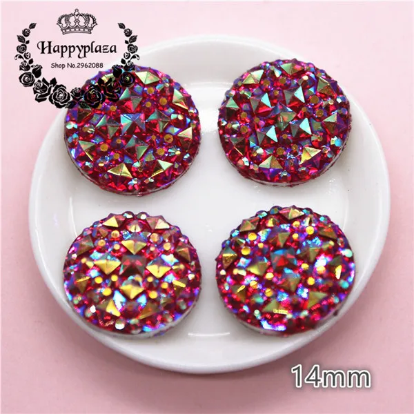 50pcs red AB 12 мм/14 мм/13*18 мм круглые/каплевидные Bling AB разноцветные, полимерные Стразы Flatback Камень Кабошон DIY Свадебные украшения ремесла - Цвет: 50pcs red AB