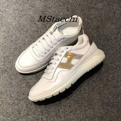 Shiny Gold Mcacchi/женские кроссовки из коровьей кожи с блестками; женская повседневная обувь на шнуровке, визуально увеличивающая рост; женские разноцветные кроссовки на не сужающемся книзу массивном каблуке - Цвет: Shiny Gold