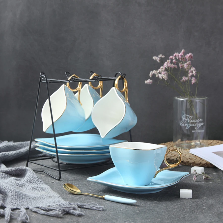 Винтажная креативная кофейная чашка блюдце фарфор керамика набор костяной