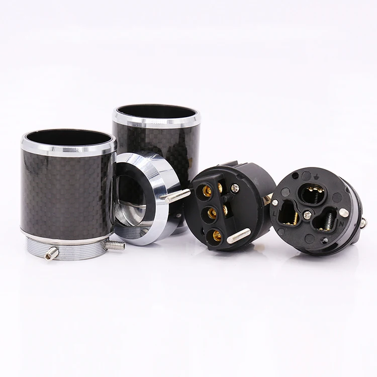 Высокое качество углеродного волокна позолоченный ЕС Schuko Разъем питания HIFI