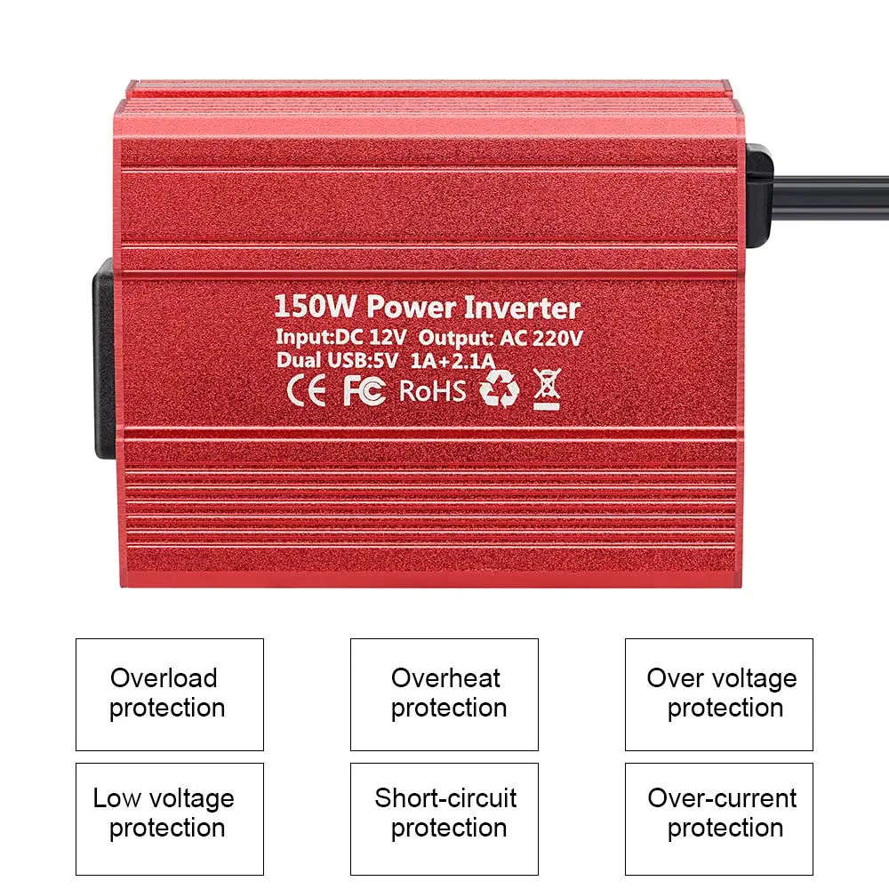 SUNYIMA 150 Вт Инвертор питания DC12V до 220 В двойной USB ЕС Разъем для дома пикника