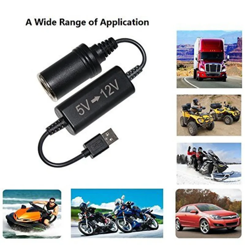 

Boost Converter Adapter Wired 5V USB Port To 12V Car Cigarette Lighter Socket Power Cord Transformer Cable
