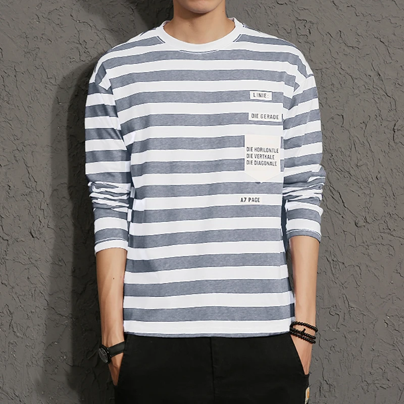 Хорошее Новинка 2017 года осень зима Мужская футболка с длинными рукавами круглым