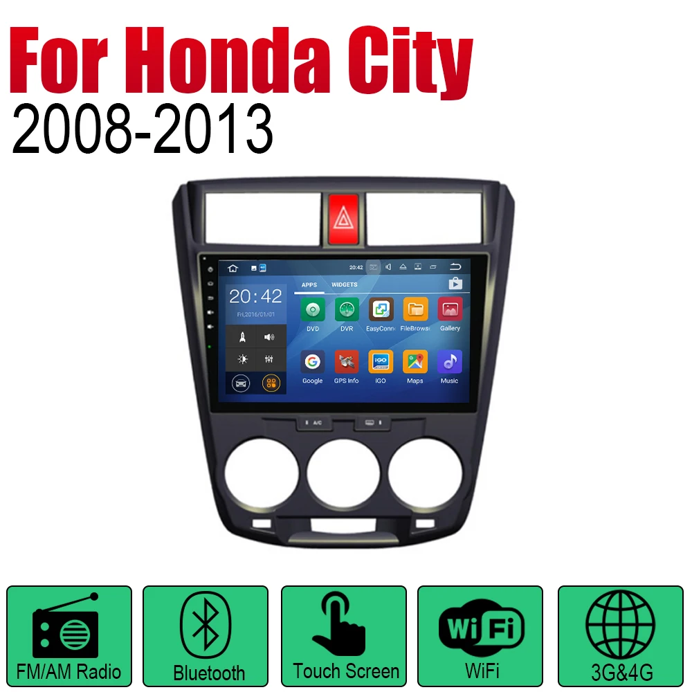 Автомагнитола на Android 2 Din для Honda City 2008-2013 автомобильный мультимедийный плеер