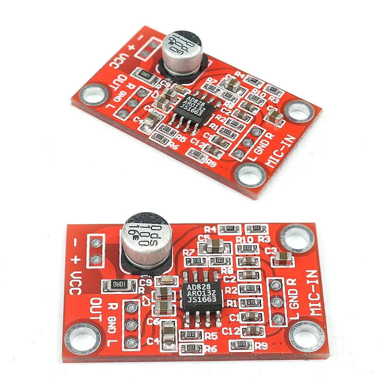 AD828 динамический микрофон стерео усилитель плата MIC Amp DC3.7V 15V 5В 12В|Запасные части| |
