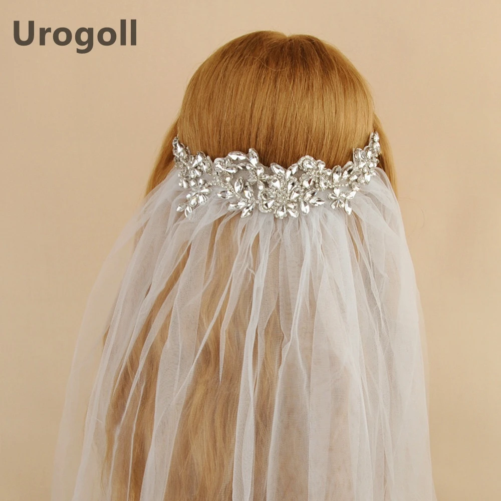 

Noble Crystal Wedding Veil Bridal Tulle Veils With Comb And Lace Edge Rhinestone Bridal Accessories For Women Wedding Party