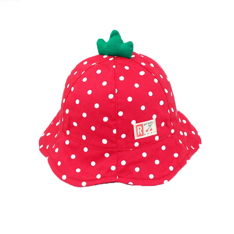 strawberry Цветочная шляпа для маленьких девочек; шляпа от солнца для девочек; шляпа с оборками для малышей; джинсовая детская Солнцезащитная шляпа с цветочным рисунком - Цвет: strawberry