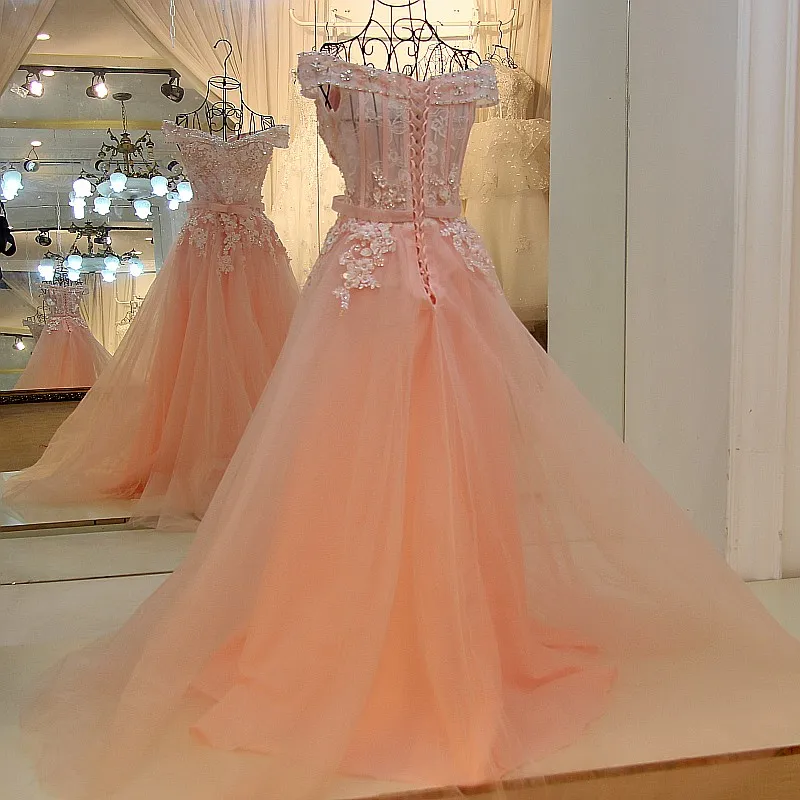 Женское вечернее платье трапеция розовое длинное из тюля с корсетом для